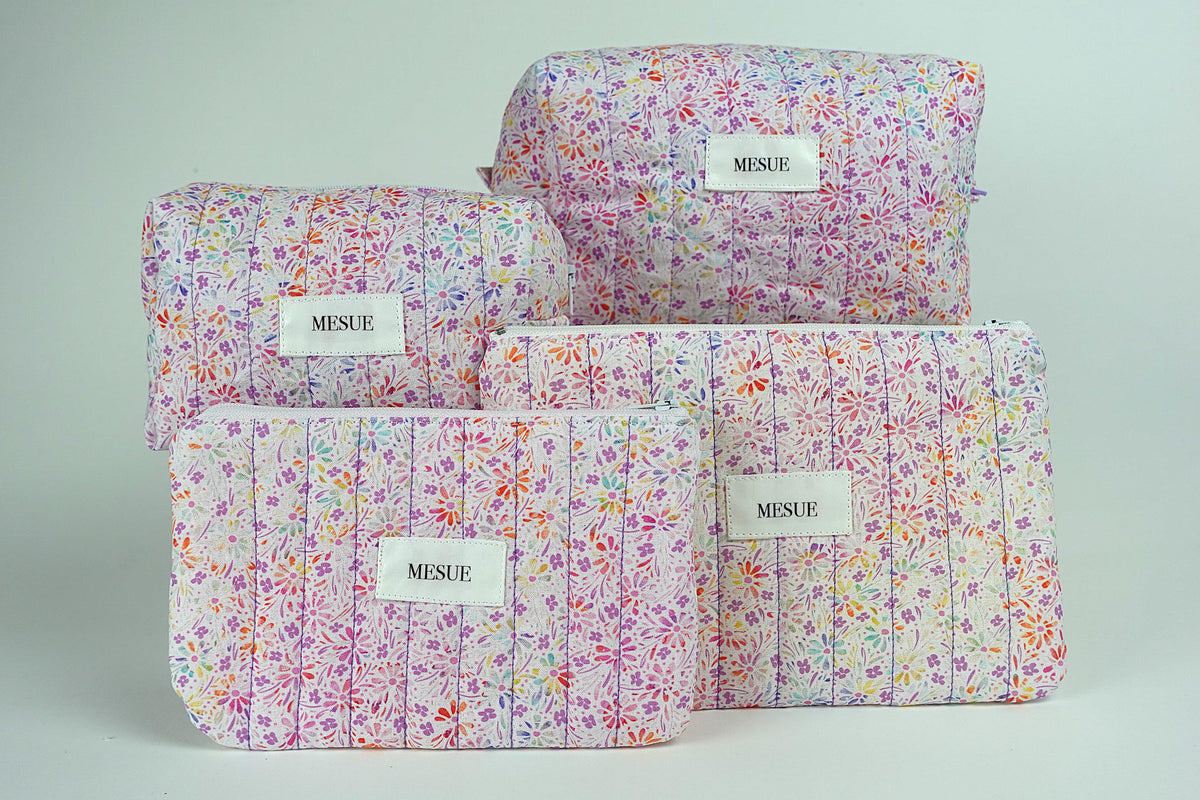 Handmade Toiletry Bag and Pouch Bundle - Colorful Florals