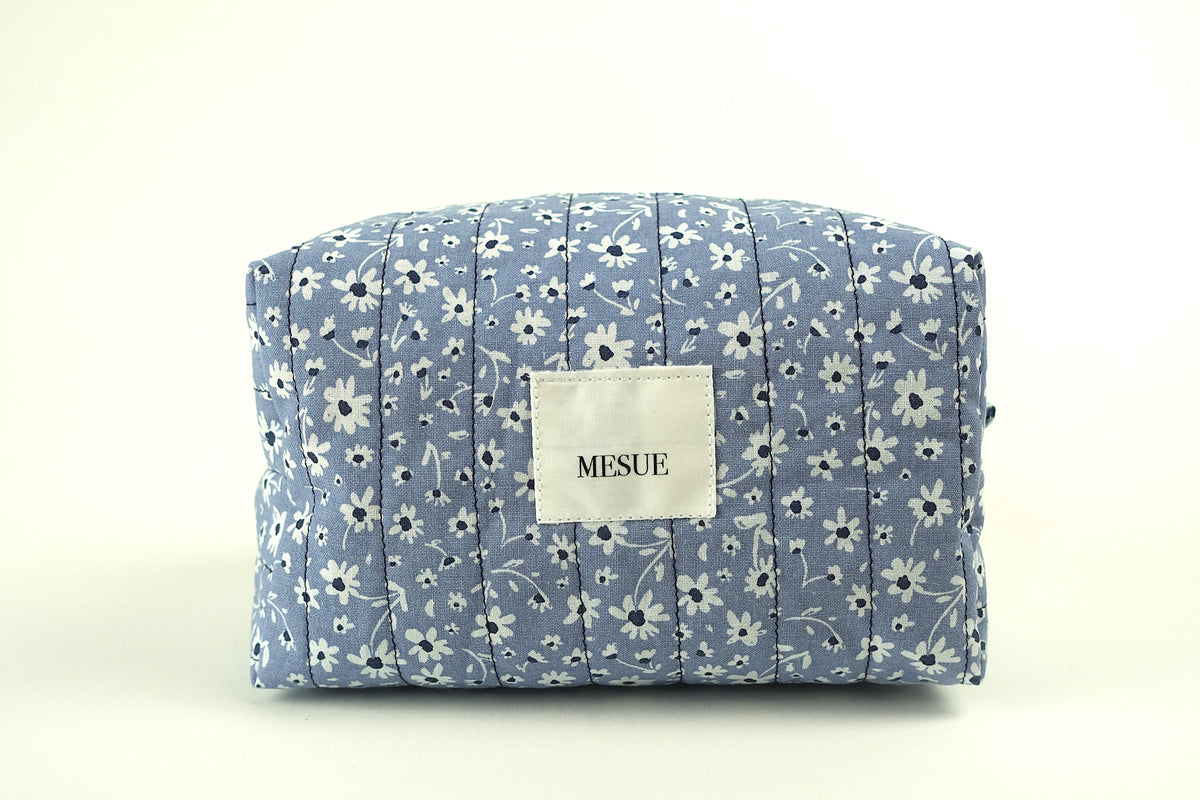 Handmade Makeup Toiletry bag - Blue Floral