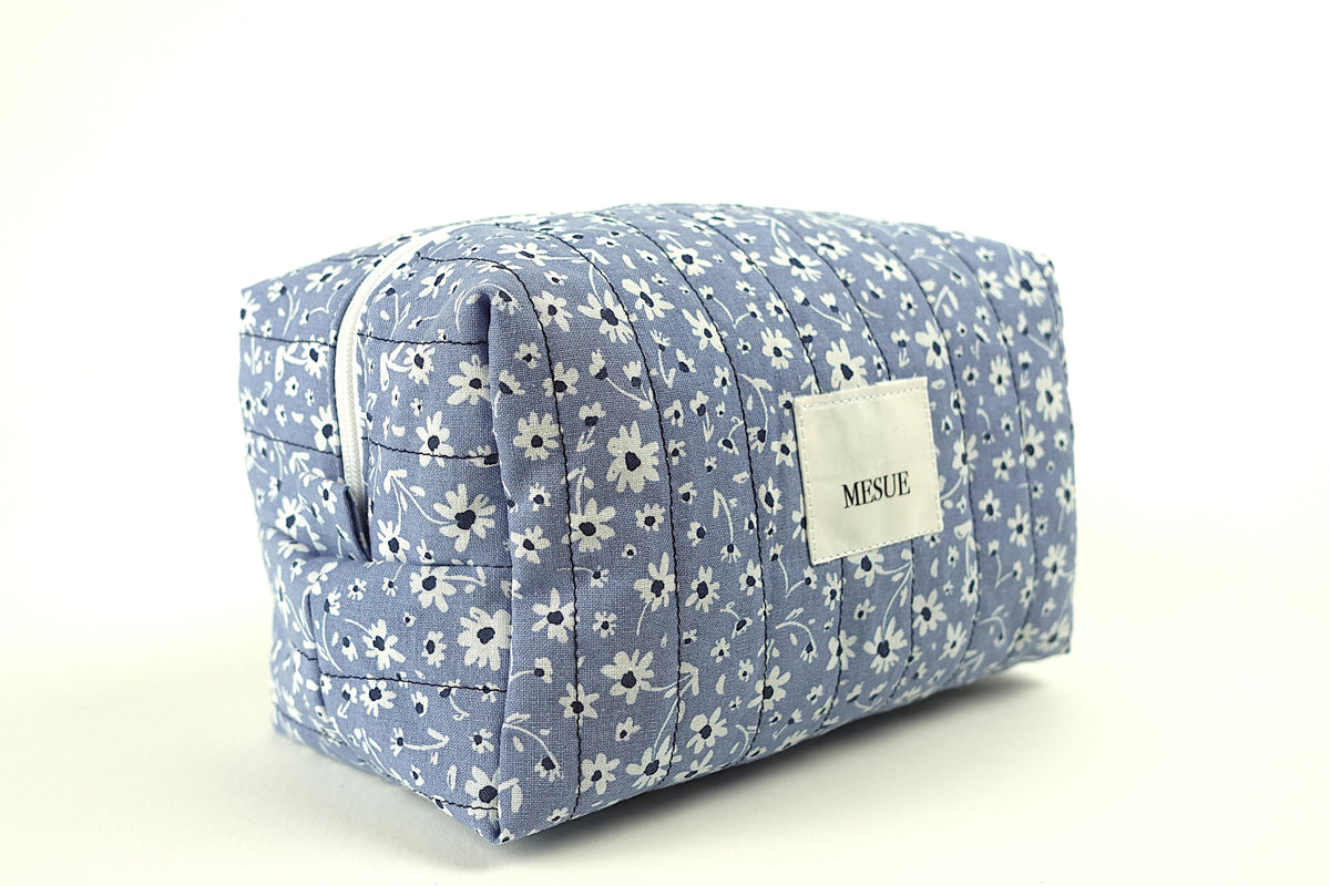 Handmade Makeup Toiletry bag - Blue Floral