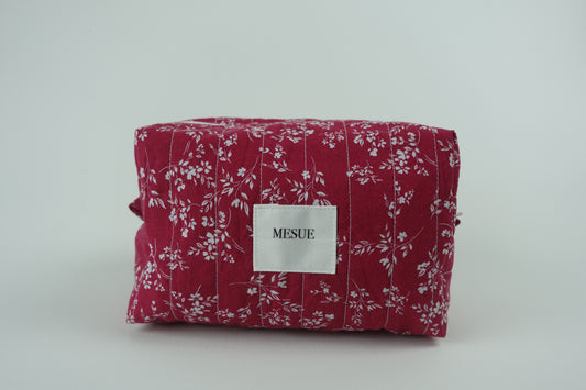 Handmade Floral Makeup Bag - Red Large