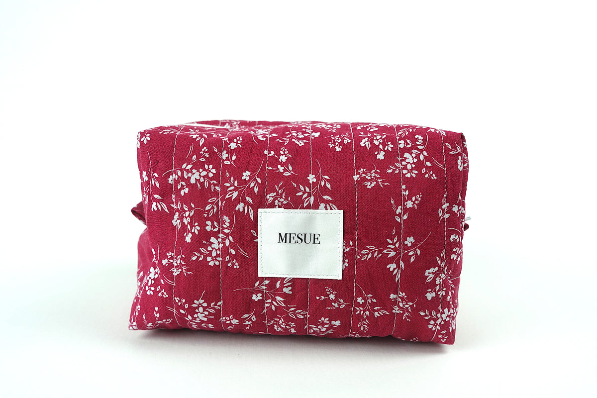 Handmade Floral Makeup Bag - Red Large