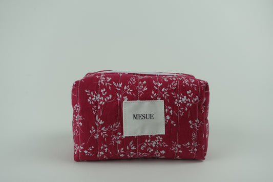 Handmade Floral Makeup Bag - Red Floral (Small)