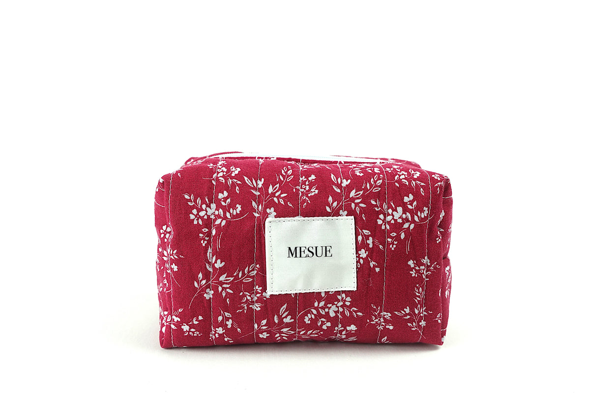 Handmade Floral Makeup Bag - Red Floral (Small)