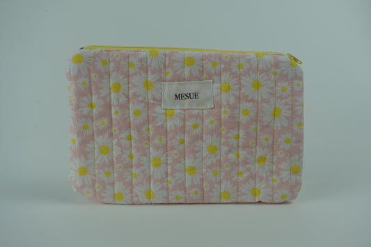 Handmade Pouch bag - Light Pink Daisies