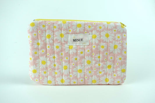 Handmade Pouch bag - Light Pink Daisies