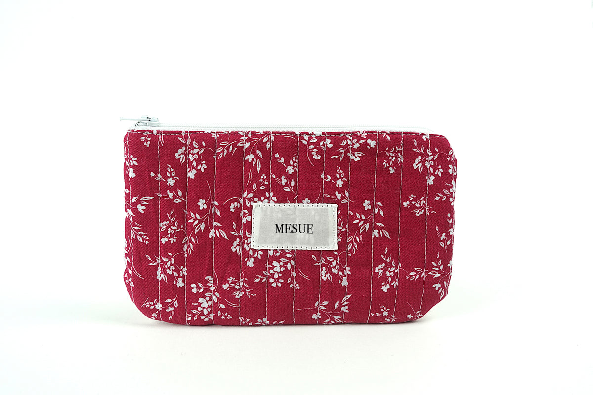 Handmade Pouch bag - Red Floral (Small)