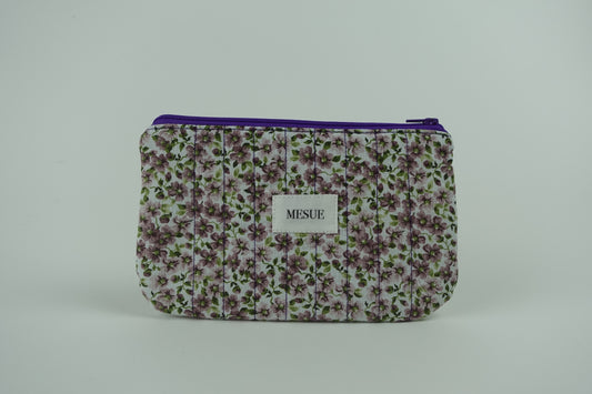 Handmade Pouch bag - Purple Florals (Small)