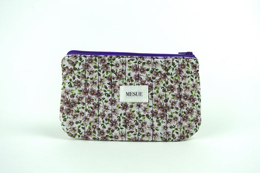 Handmade Pouch bag - Purple Florals (Small)