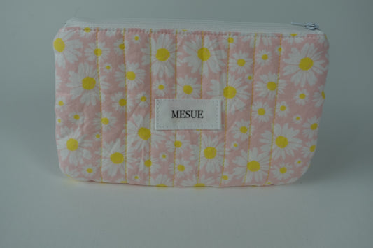Handmade Pouch bag - Light Pink Daisies (Small)