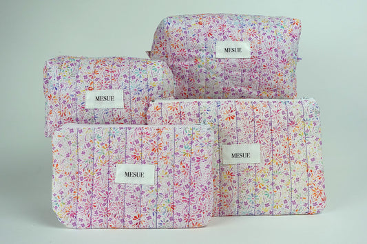 Handmade Toiletry Bag and Pouch Bundle - Colorful Florals