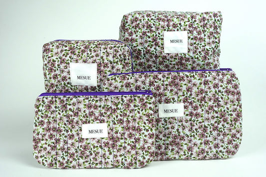 Handmade Toiletry Bag and Pouch Bundle - Purple Floral