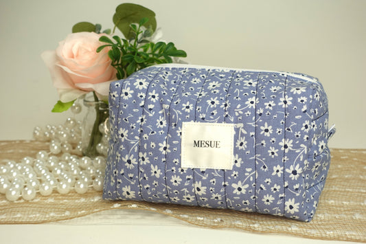 Handmade Makeup Toiletry bag - Blue Floral
